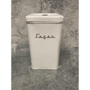 Vintage Tin Sugar Canister With Lid Made In USA